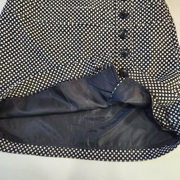 Geoffrey Beene Sport Tweed Mini Skirt 2 Black White Faux Button Front Preppy - Picture 4 of 9